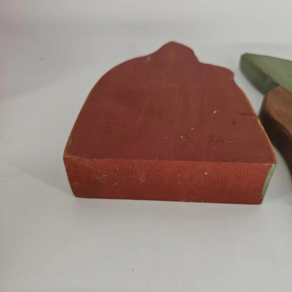 Vintage Primitive Wooden Santa Trio Folk Art Rustic Christmas Decor